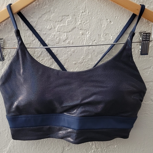 Zyia Blue Twilight Luxe Bra Padded Glitter Metallic Size Small